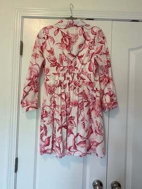 MSK Petite Floral Print Long Sleeve Button-Front Shirtdress